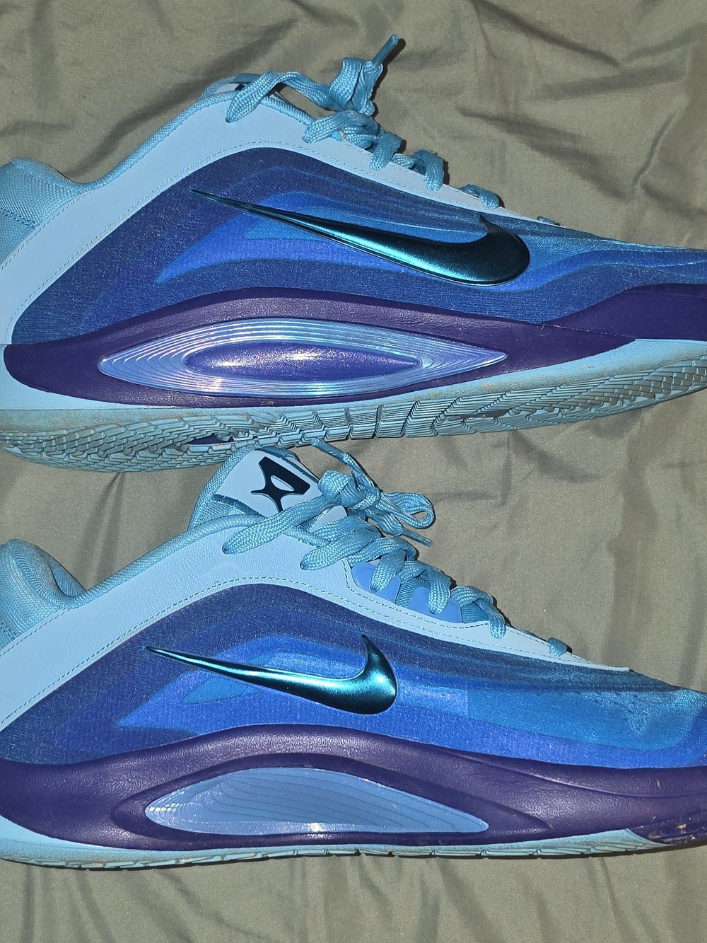 Nike Blue Iridescent Swoosh Athletic Sneakers